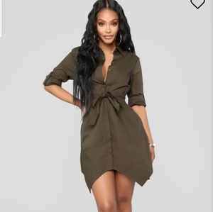 Olive shirt dress